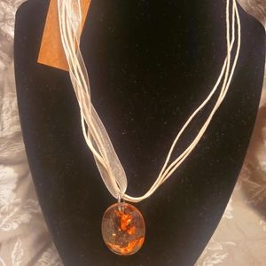 Handmade Bronze foil inside resin pendant